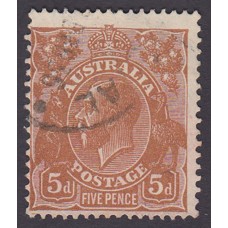 Australian    King George V    5d Brown   C of A WMK  Plate Variety 3R55..